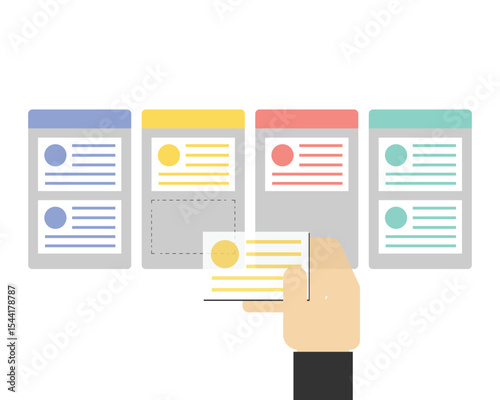 Kanban Board is a visual tool that gives an overview of the current work status and can drag to another stage