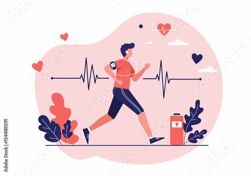 Running Workout Fitness Cardio Exercise Healthy Lifestyle Training Illustration