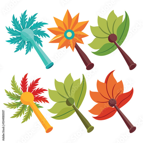 Six leaf blower set isolated on white background