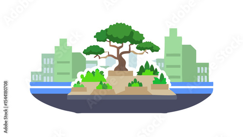 island plants on buildings