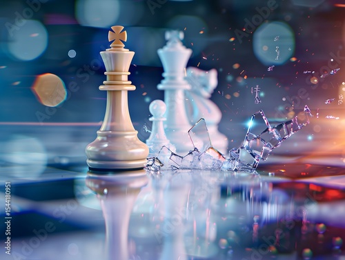 Digital Defeat: Shattered Chess Game Concept