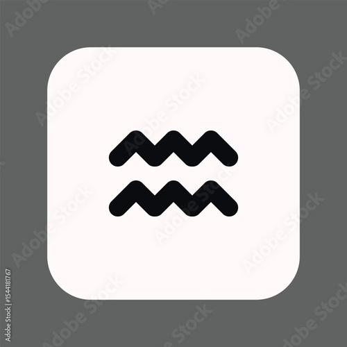 Zodiac horoscope. Aquarius astrological icon symbol. Stylized star sign esoteric. Simple line vector illustration.