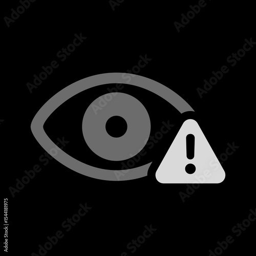 Outlined Eye with Warning Icon