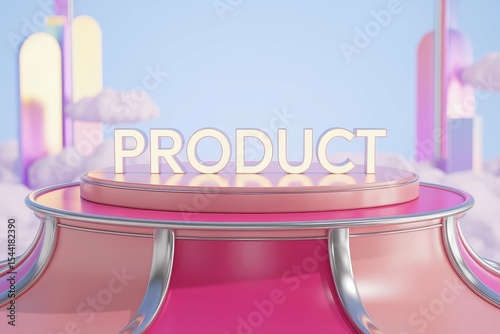Pink 3d podium sky platform display product background