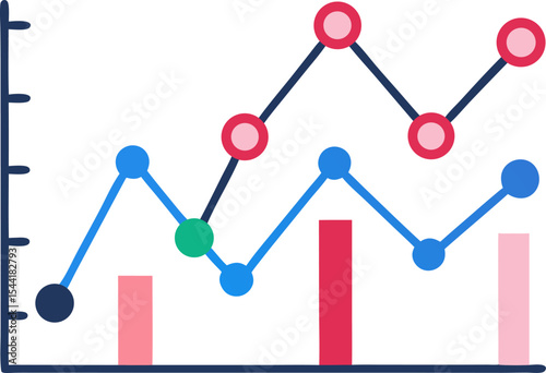 Viral campaign stats: line chart with marker icons and gradient path with white background.