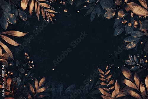 detailed image of beautiful and elegant background of dark plants with copy space