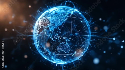 Wallpaper Mural Spinning virtual earth hologram with connection points and global networks Torontodigital.ca