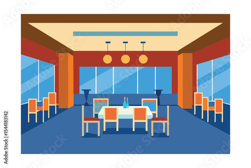 Elegant Restaurant Interior Design Modern Dining Room with City Views