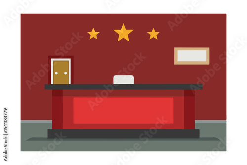 Three-Star Hotel Reception Desk Elegant Interior Design Concept