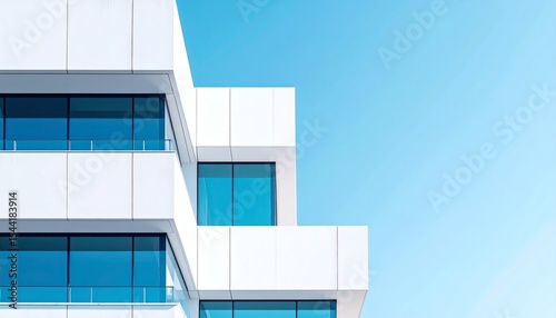 Modern White Building Against Blue Sky