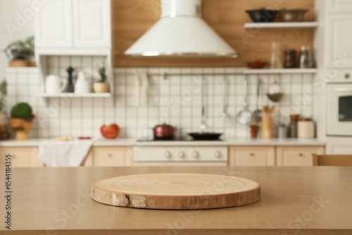 Kitchen podium background food product stand table pedestal display wooden platform. Empty podium