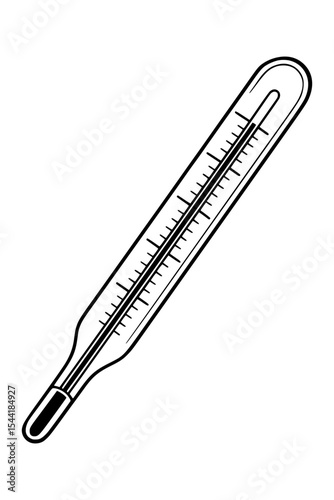 Black and White Medical Thermometer Outline
