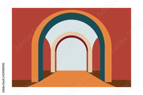 Abstract Archway Geometric Rainbow Passageway Illustration