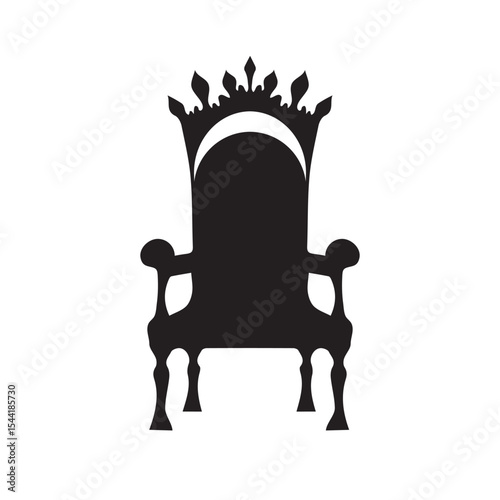 King Throne Silhouette, Royal Throne Chair Vector, Armchair with crown of king.