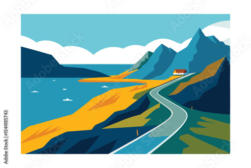 Serene Coastal Drive Winding Road, Mountains, and Ocean Views
