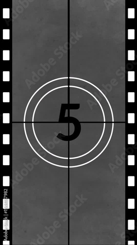 4K Vertical Old Film Countdown animation