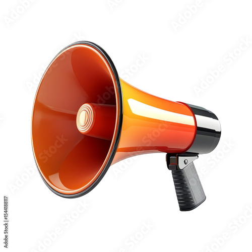 Bright Orange Megaphone Isolated on Transparent Background for Use