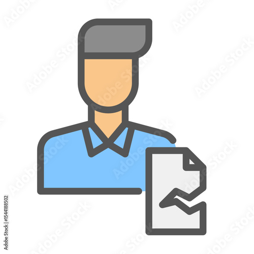 Uncompleted task outline icon. task failed color line illustration.