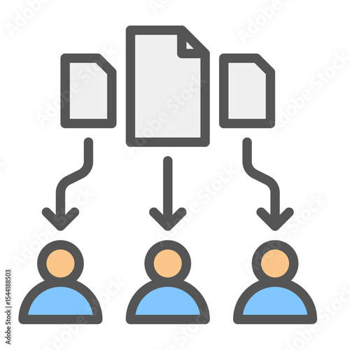 task allocation filled outline icon. assigning tasks color line illustration.