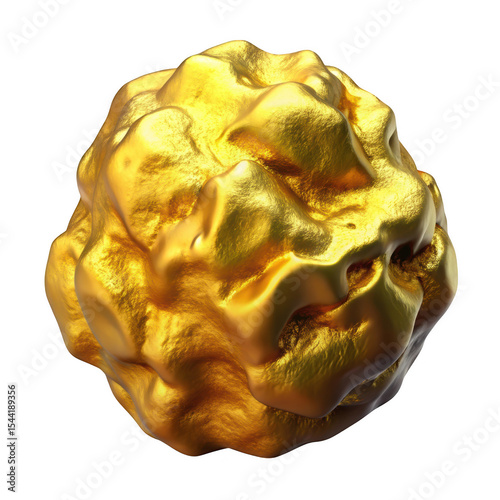 Abstract gold molten sphere 3d render