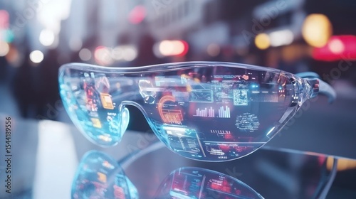 Sleek Futuristic Smart Glasses Displaying Augmented Reality Interface
