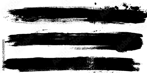 Vector set of hand drawn brush strokes, stains for backdrops. Monochrome design elements set. One color monochrome artistic hand drawn background. 
