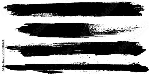 Vector set of hand drawn brush strokes, stains for backdrops. Monochrome design elements set. One color monochrome artistic hand drawn background. 