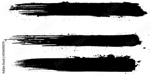 Vector set of hand drawn brush strokes, stains for backdrops. Monochrome design elements set. One color monochrome artistic hand drawn backgrounds.