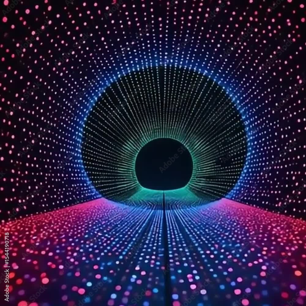 psychedelic animated background with vintage dots and tunnel illusion in vector 2D style high quality 4K


