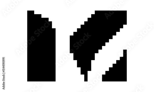 vector m letter logo pixel art design