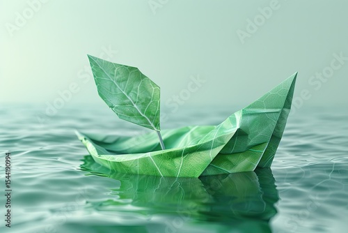 Sharp Picture of EcoFriendly Maritime Transport Concept with Paper Boat