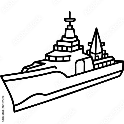 White Background Warship Vector