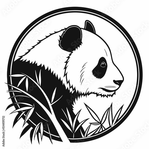 Panda Face in Flat Circle Icon