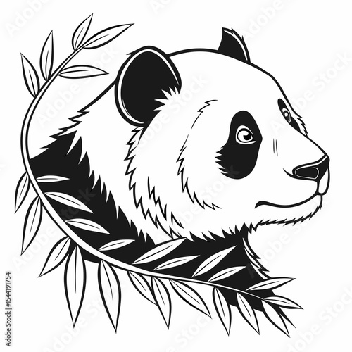 Panda Head Icon in Line Art