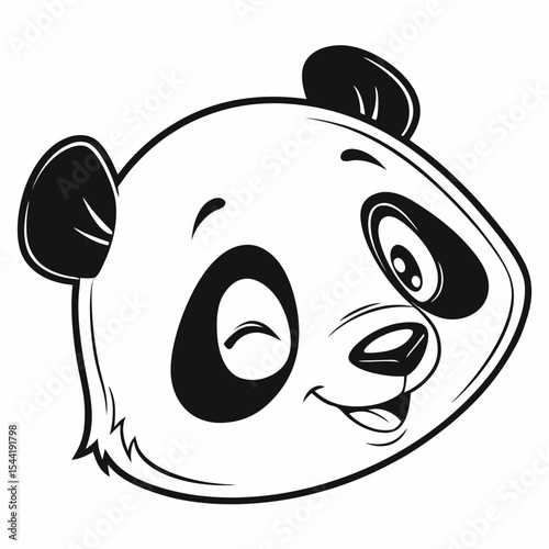 Winking Panda Icon in BW