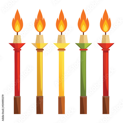 torch set isolated on white background