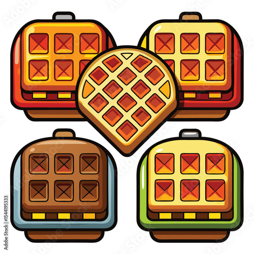 waffle iron set isolated on white background