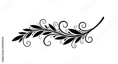 Elegant Foliage Design: A delicate and intricate illustration of a leafy branch gracefully swirls across the canvas, evoking a sense of timeless elegance.