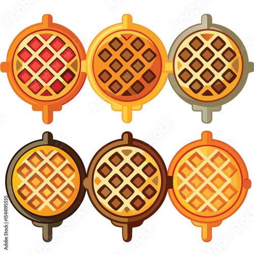 waffle iron set isolated on white background