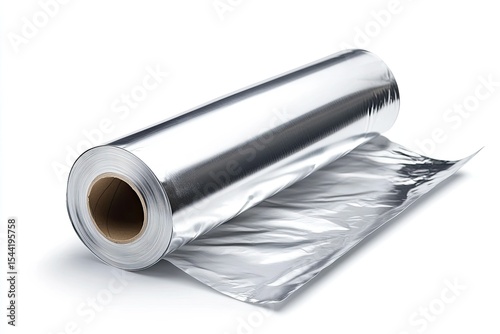 Flawless Image of Roll of Aluminum Foil Isolated on White Background