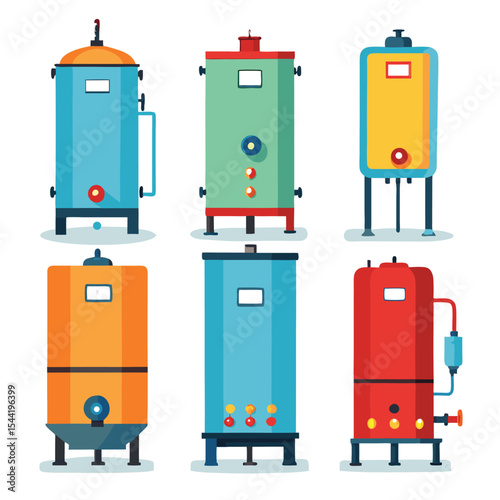 water heater set isolated on white background