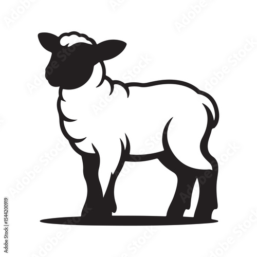 Lamb silhouette vector. Sheep silhouette isolated vector illustration.