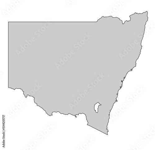 Gray Flat Map of New South Wales – Vector Silhouette of Australia Region