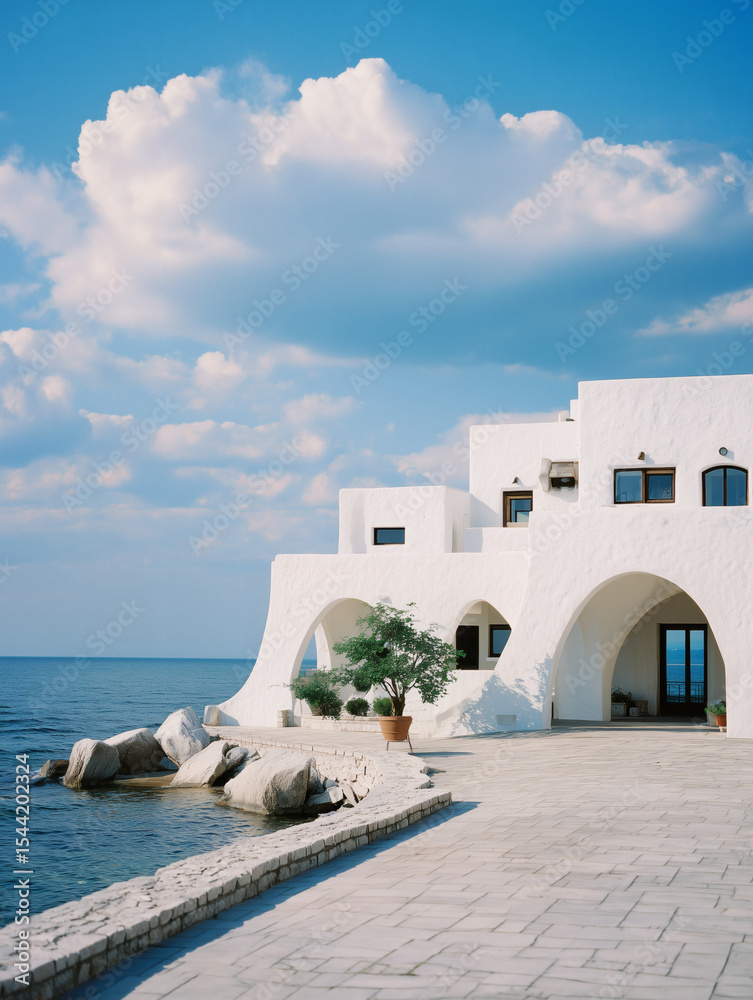 Fototapeta premium Mediterranean style white building