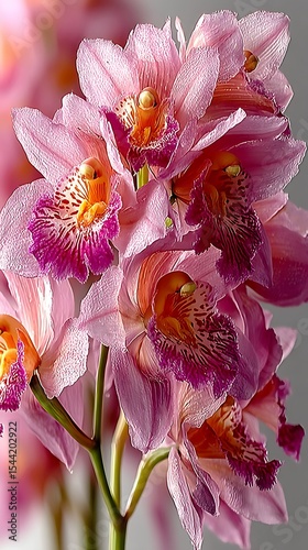 Delicate petals and vibrant hues: A stunning macro portrait showcasing the beauty of nature through a cluster of pink blossoms.
