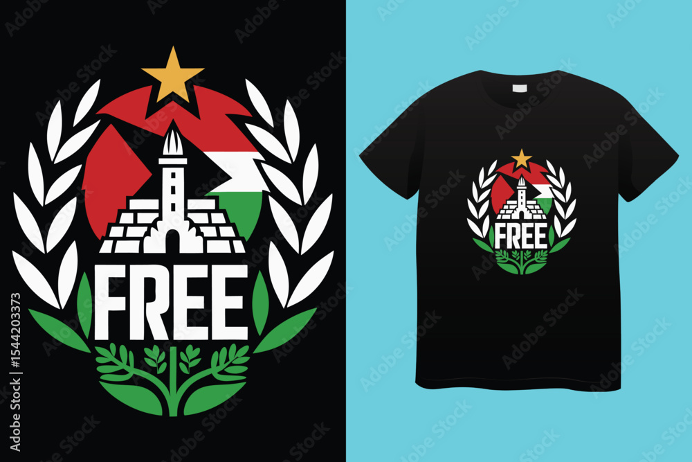Fototapeta premium Free palestine t shirt design