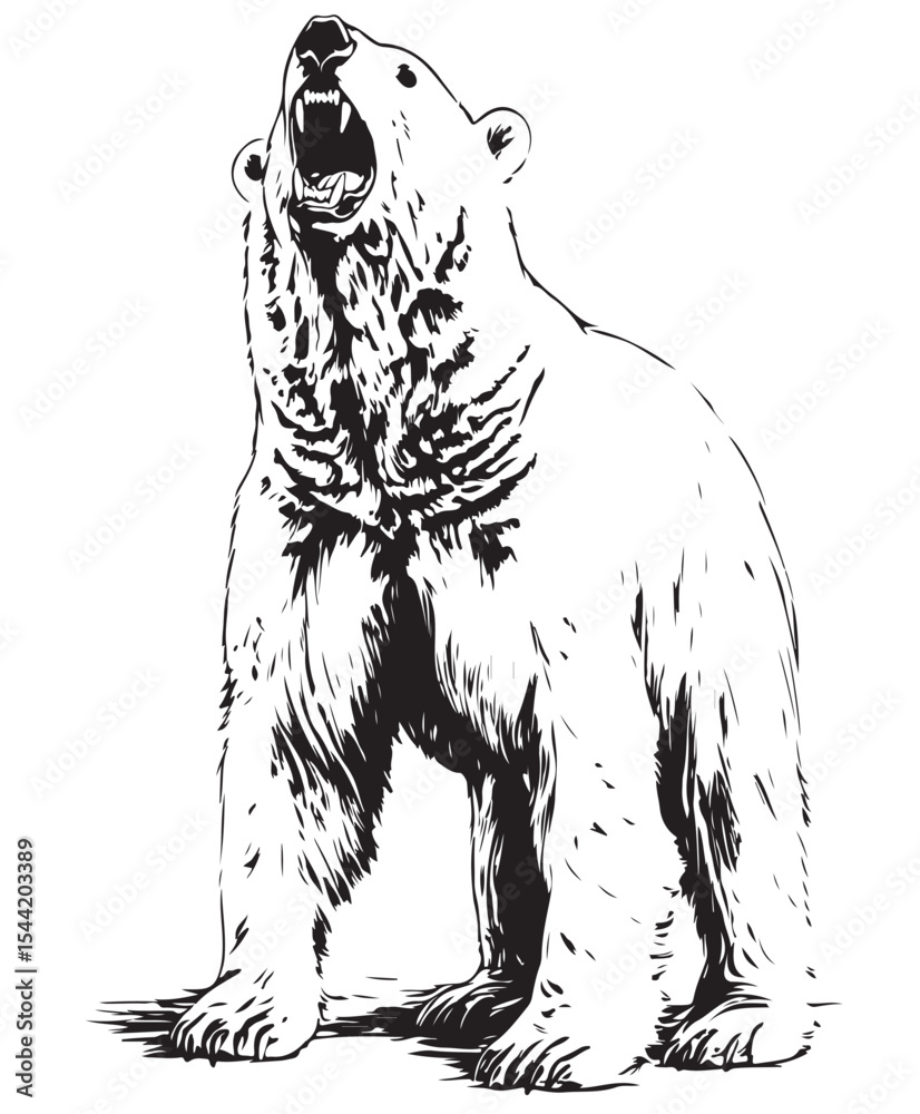 Obraz premium Trendy Vector big polar_bear standing and roaring