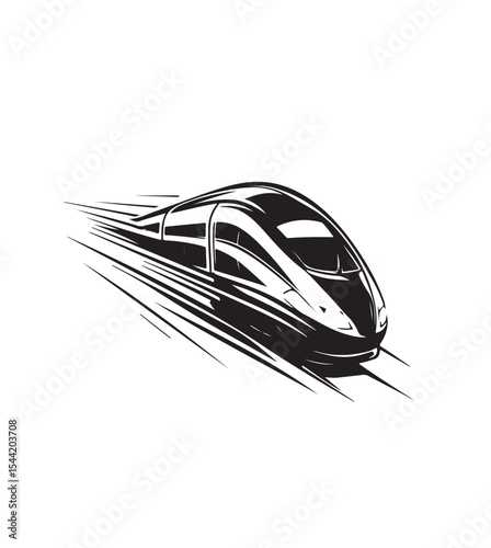 drawing of speed train one color logo black and white 