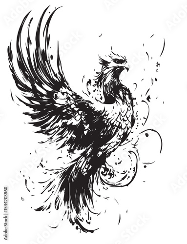 drawing of flying phoneix