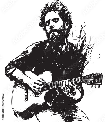 man playing guitar vector